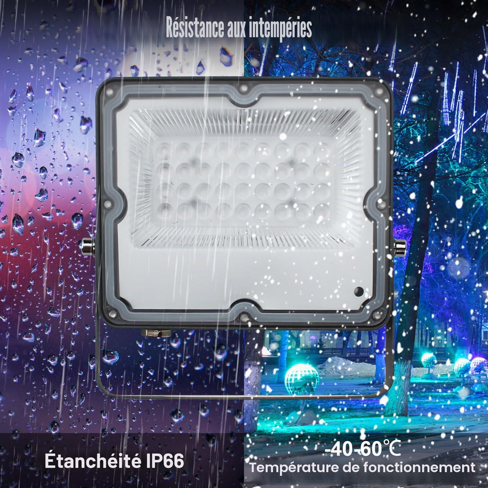 Projecteur LED RGB Exterieur 50W Projecteurs Led Exterieur IP66 Etanche Projecteur Leds Couleur 16 Couleurs 4 Modes avec APP Control Spot led extérieur Pour le Jardin, le Festival et Noël