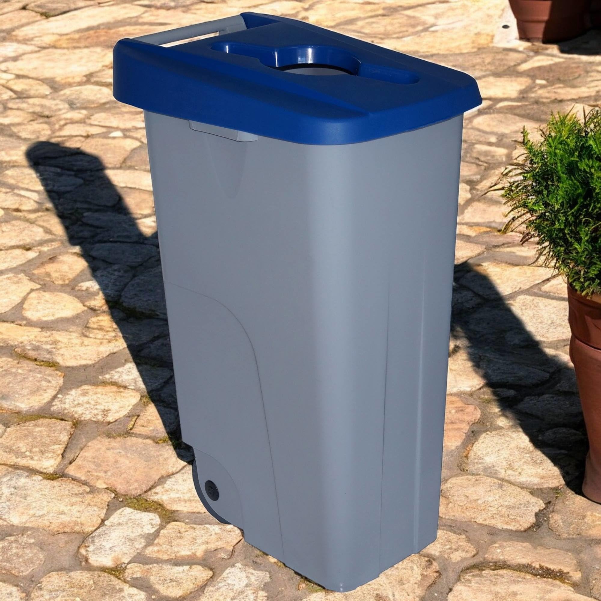 WELL HOME MOBILIARIO & DECORACIÓN Contenedor Abierto 85L Azul H.76cm + Rollo 10 bolsas de basura 100L