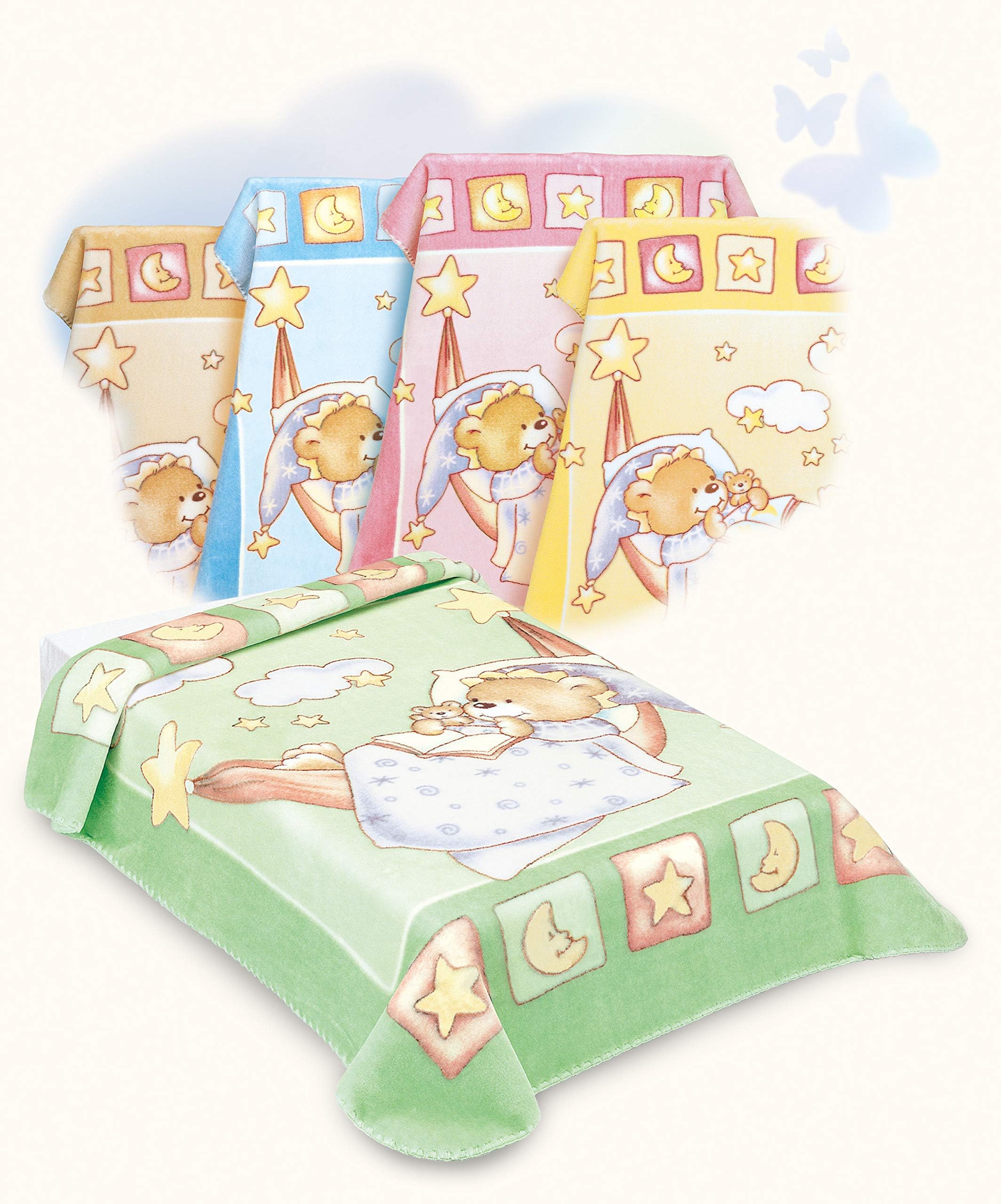 Lullababy Linens Printed Baby Blanket Beige, 80 x 110 cm, Polyester, 110 x 80 x 1 cm