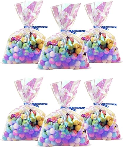 Miniatura 7 de Morepack Bolsas de celofán holográficas iridiscentes, 4 x 6 pulgadas, bolsas de galletas con 5 colores para baby showers, bodas, fiestas de