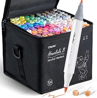 Ohuhu Marcadores de álcool ponta de pincel - Conjunto de marcadores de arte à base de álcool de ponta dupla de 104 cores para artistas adultos ilustração de colorir - marcadores Honolulu B of Ohuhu -