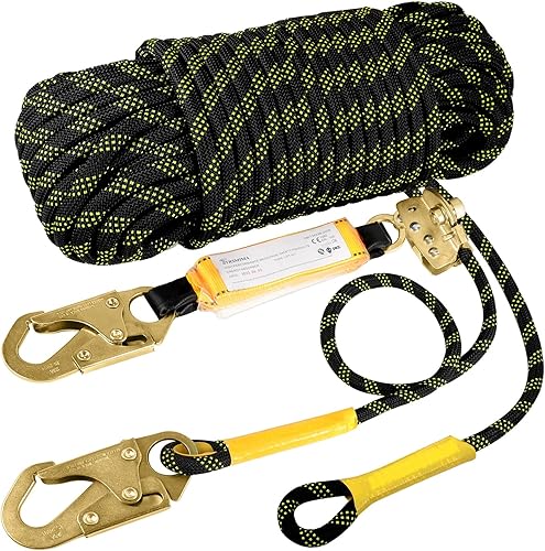 TRSMIMA - Cordón de seguridad para arnés de cuerda 25 50 100 150 pies Cuerda vertical para techos con agarre - Kit de línea de escalada para árboles