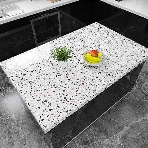 Miniatura 3 de CRE8TIVE Papel de contacto de terrazo de 24 x 118 pulgadas de ancho, impermeable, de granito, extraíble, autoadhesivo, vinilo brillante, mármol,