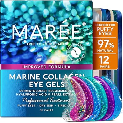 MAREE Eye Gels - Cooling Pads Under Eye Patches for Puffy Eyes and Dark Circles with Collagen & Hyaluronic Acid - Anti Wrinkles Under Eye Masks Skincare Treatment for Puffiness - Parches Para Ojeras