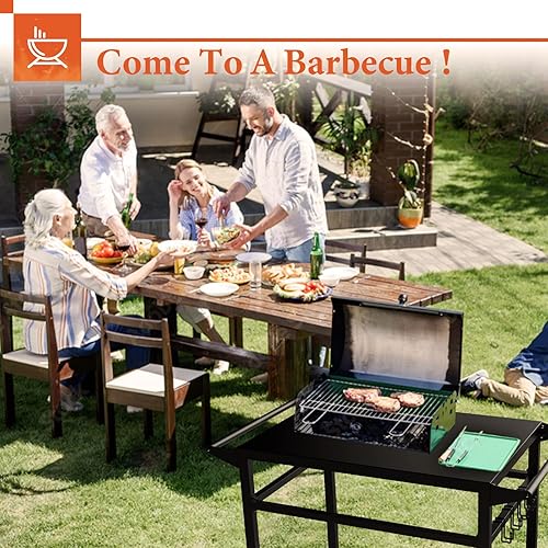 Miniatura 5 de Mesa de parrilla de 20 x 32 pulgadas, carrito de parrilla movible, mesa de horno de pizza y preparación de alimentos al aire libre, soporte para