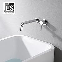 Vista 2 de SUMERAIN Grifo de tina de montaje en pared con boquilla extra larga, mango único con válvula oculta de alto flujo, acabado cromado