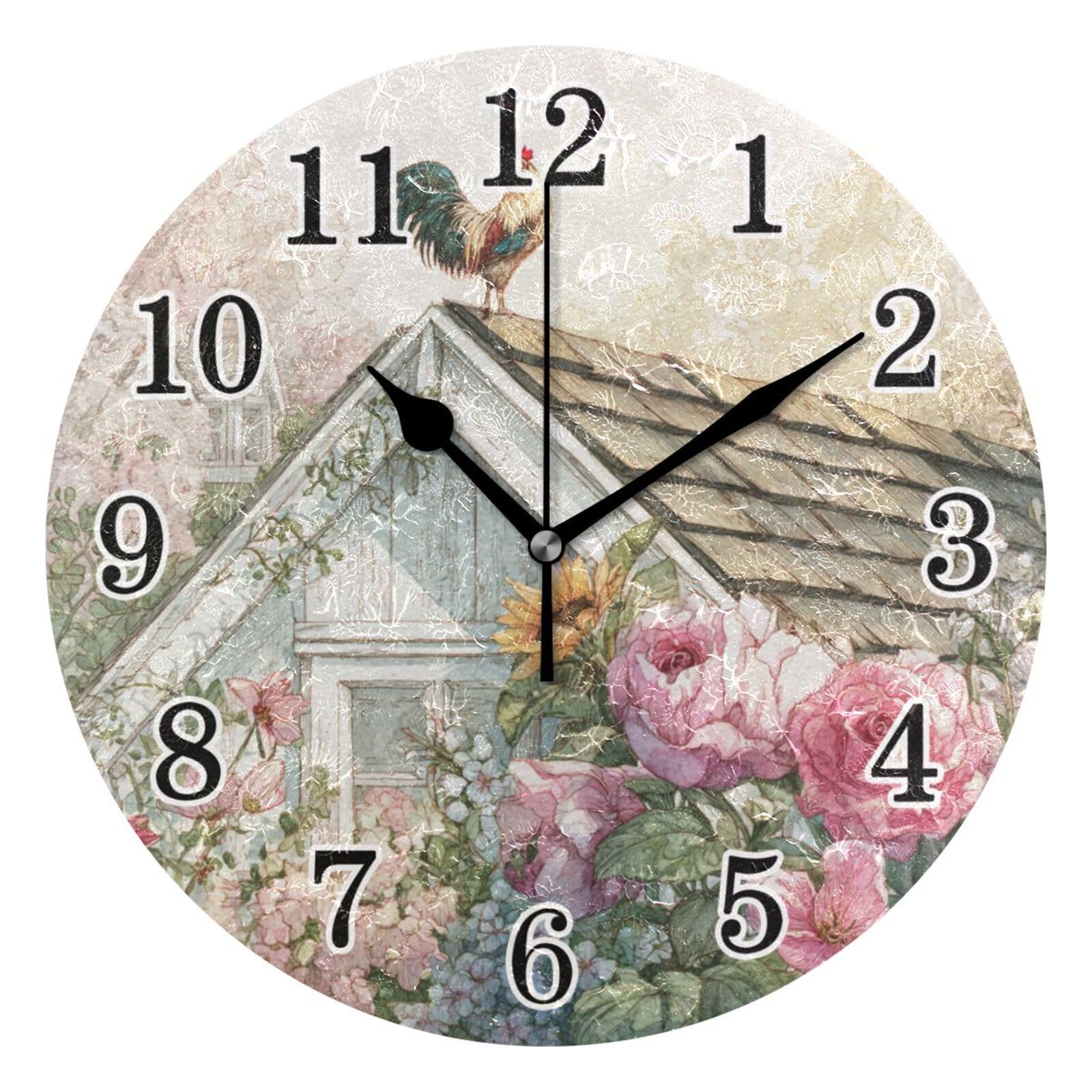 Pendules murales Ferme du Coq Fleuri horloge silencieuse 25cm