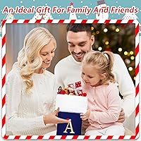 Vista 4 de Calcetines de Navidad bordados de 20 pulgadas con monograma, terciopelo rojo con puño de felpa blanca supersuave, adornos clásicos para decoración