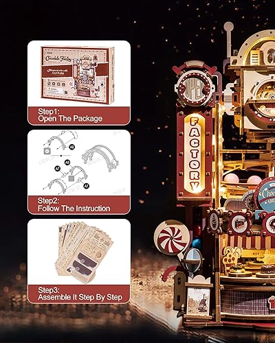 Miniatura 6 de ROKR Rompecabezas 3D para adultos kit de construcción de modelos de madera LED para correr bricolaje para adultos kit de construcción de modelos de