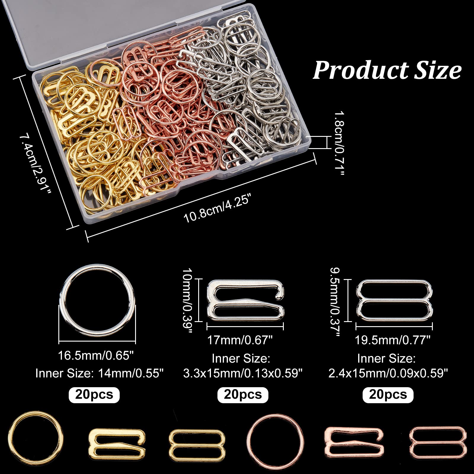 180 Ganci Reggiseno In Metallo - 3 Modelli, Reggicinturini Per Lingerie, Costumi E Abiti