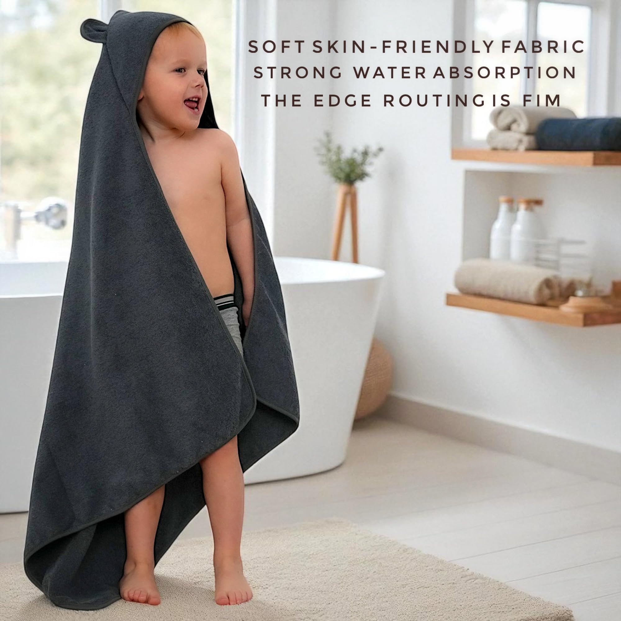 Poncho de algodón orgánico para niños y niñas de 0 a 5 años, toalla de baño absorbente con orejas de oso de calidad prémium