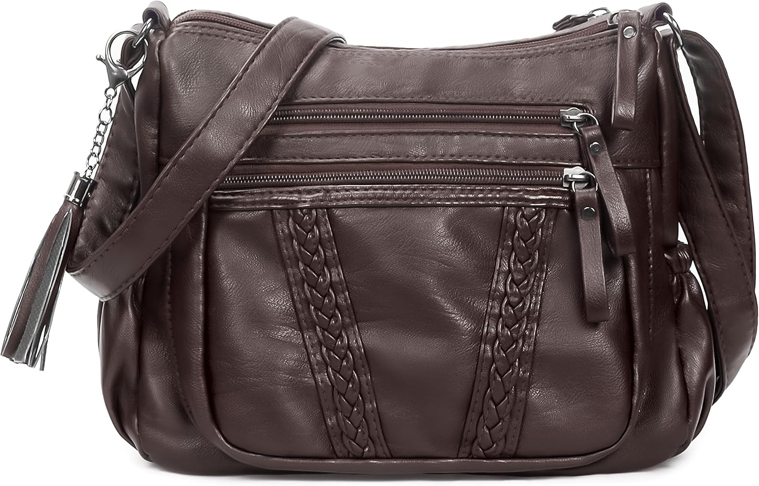 VOLGANIK ROCK Crossbody Bag for Women with Tassel Ladies Soft PU leather Purses and Handbag Pocketbooks