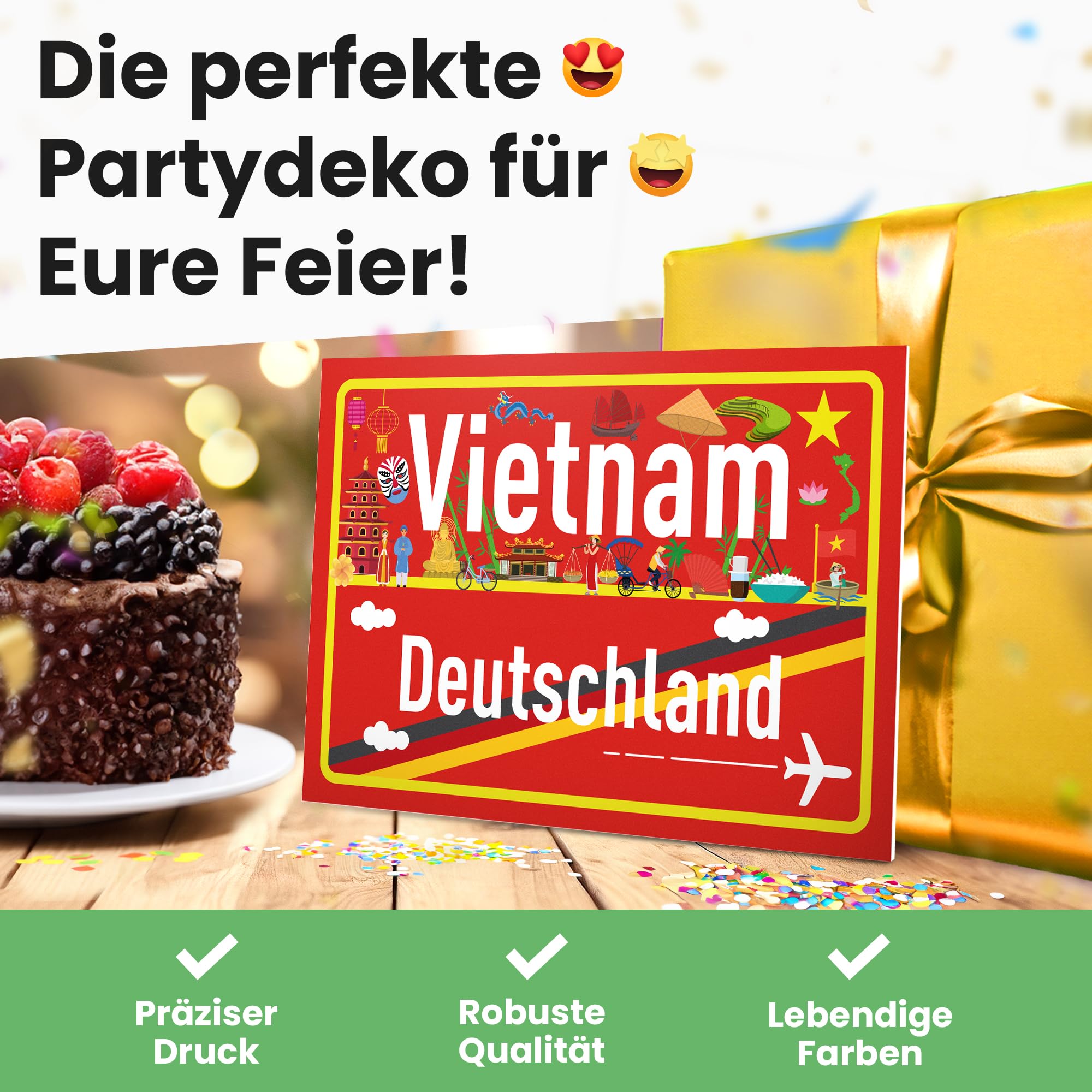 DankeDir! Vietnam Germany Place Sign, Plastic Sign 30 x 20 cm - Image 4