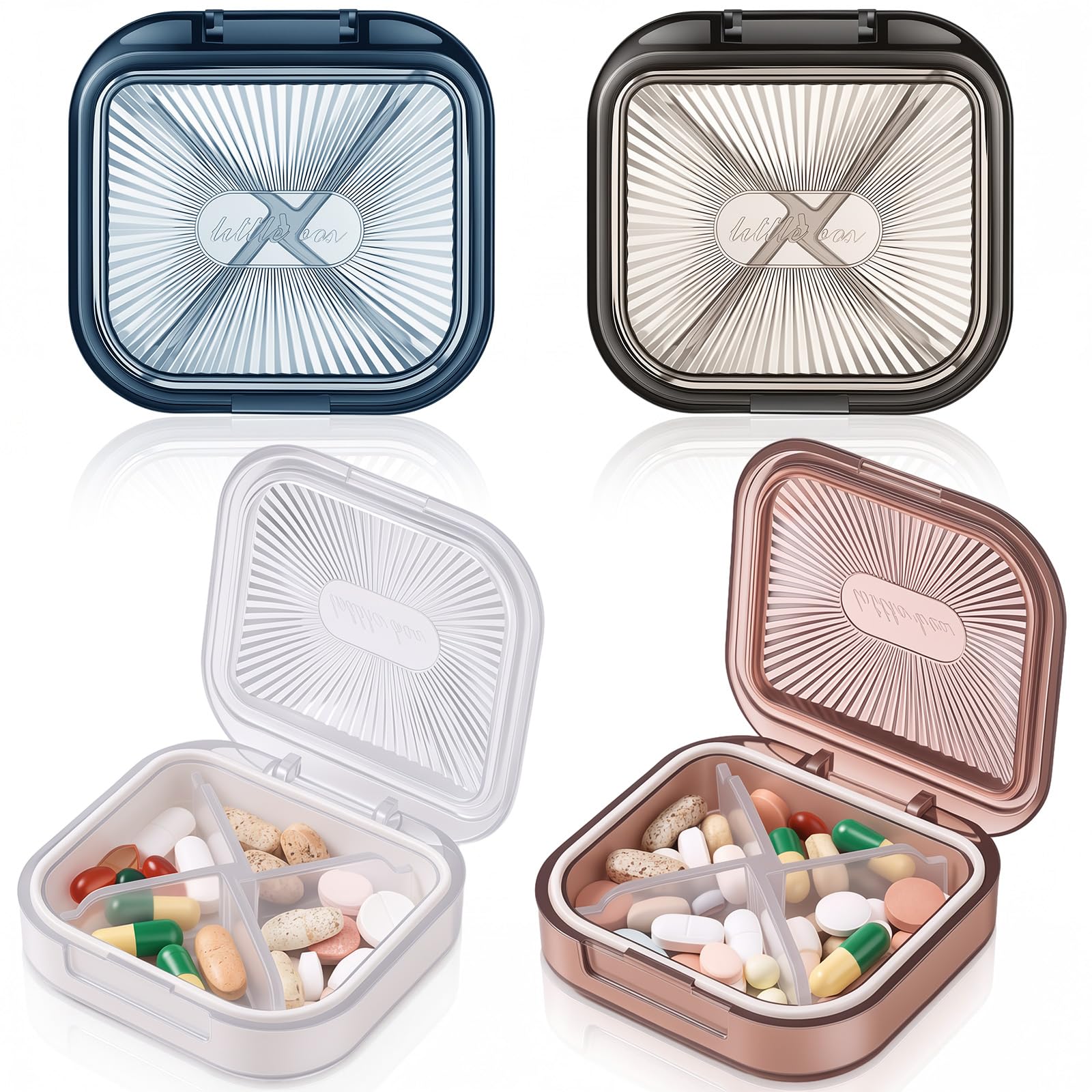 Kigley 4 Pcs Travel Swab Container with Lid,Classic Colors, 2.95 X 2.75 Inch