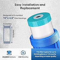 Vista 6 de PUREPLUS 10" x 4.5" RFN10BB-SZ Whole House Iron & Manganese Reduce Water Filter Replacement Cartridge, 1 Pack