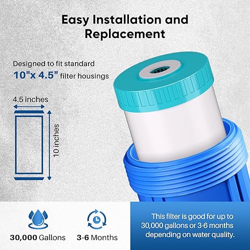 Miniatura 6 de PUREPLUS Cartucho de repuesto para filtro de agua RFN10BB-SZ de 10 x 4.5 pulgadas, para toda la casa, 1 paquete