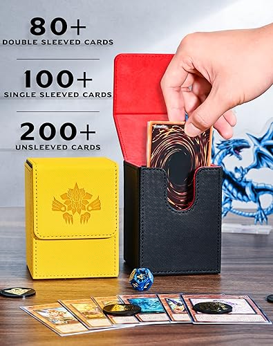 Miniatura 2 de UAONO Caja de cartas para tarjetas Yugioh MTG, más de 100 fundas con 2 divisores para TCG CCG, caja de almacenamiento de tarjetas de piel sintética