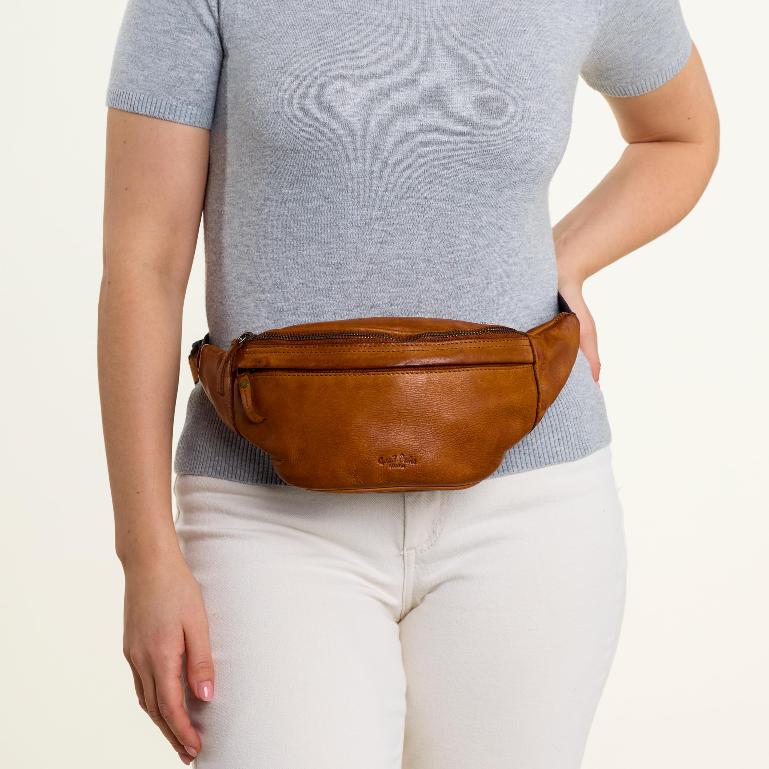 Gusti Marsupio Pelle Spencer – Marsupio Pelle Uomo & Donna in Vera Pelle con Cinghia Regolabile, Stile Vintage Elegante e Compatto