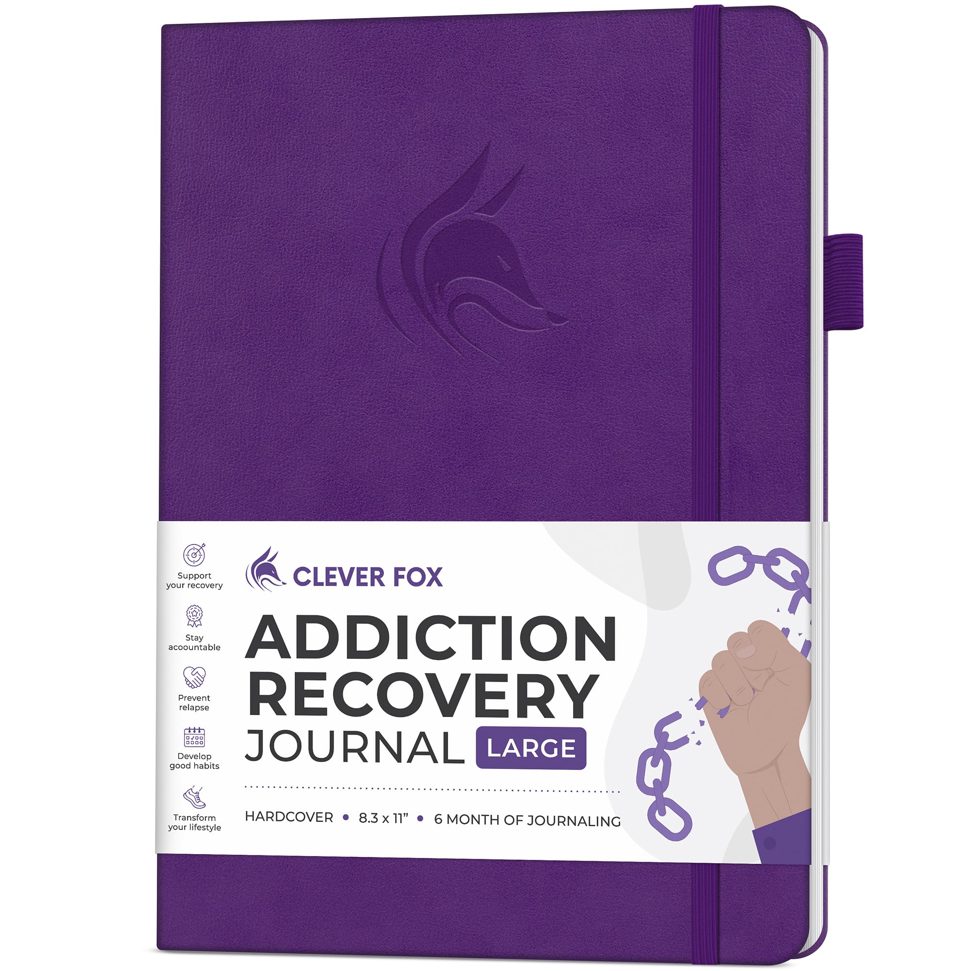 Clever Fox Addiction Recovery Journal Large – Guided Sobriety Workbook for Alcohol, Drug, Gambling, Eating & Other Addictions – Daily Planner to Support Recovery Progress, 8.3x11” (Purple) — image 1