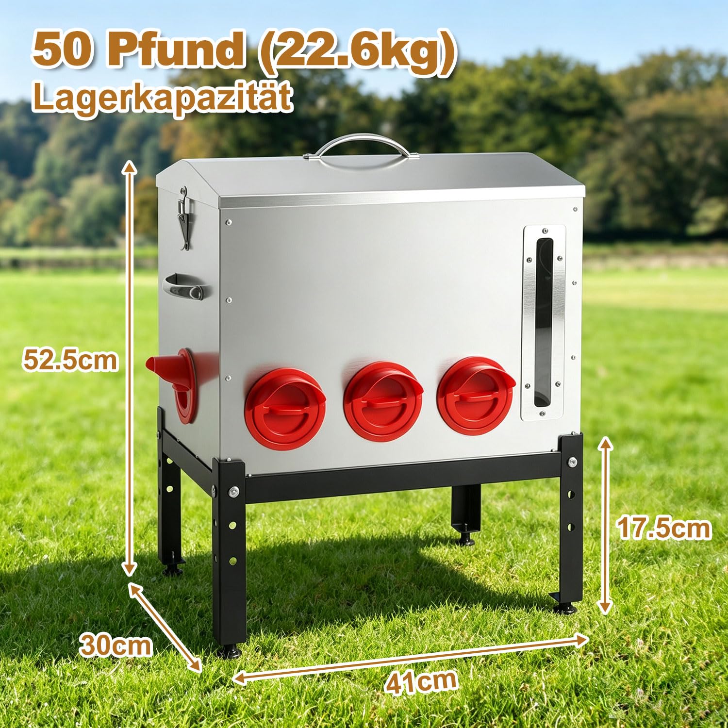 Mangiatoia automatica per polli, set da 2 pezzi, 22,6 kg ciascuno, 8