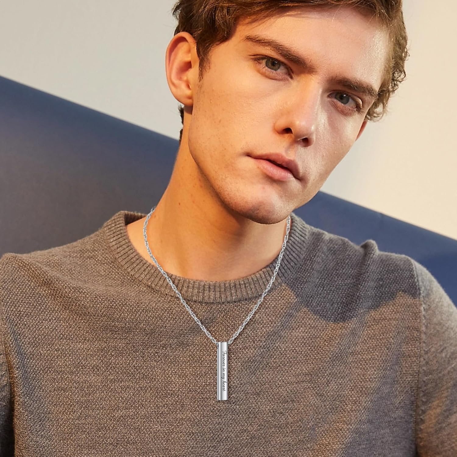 Dletay Urn Necklaces for Ashes Memorial Cremation Necklace Stainless Steel Necklace for Ashes of Loved One Urn Pendant Keepsake Ashes Necklace Jewelry for Women Men -Forever in my heart - Image 6