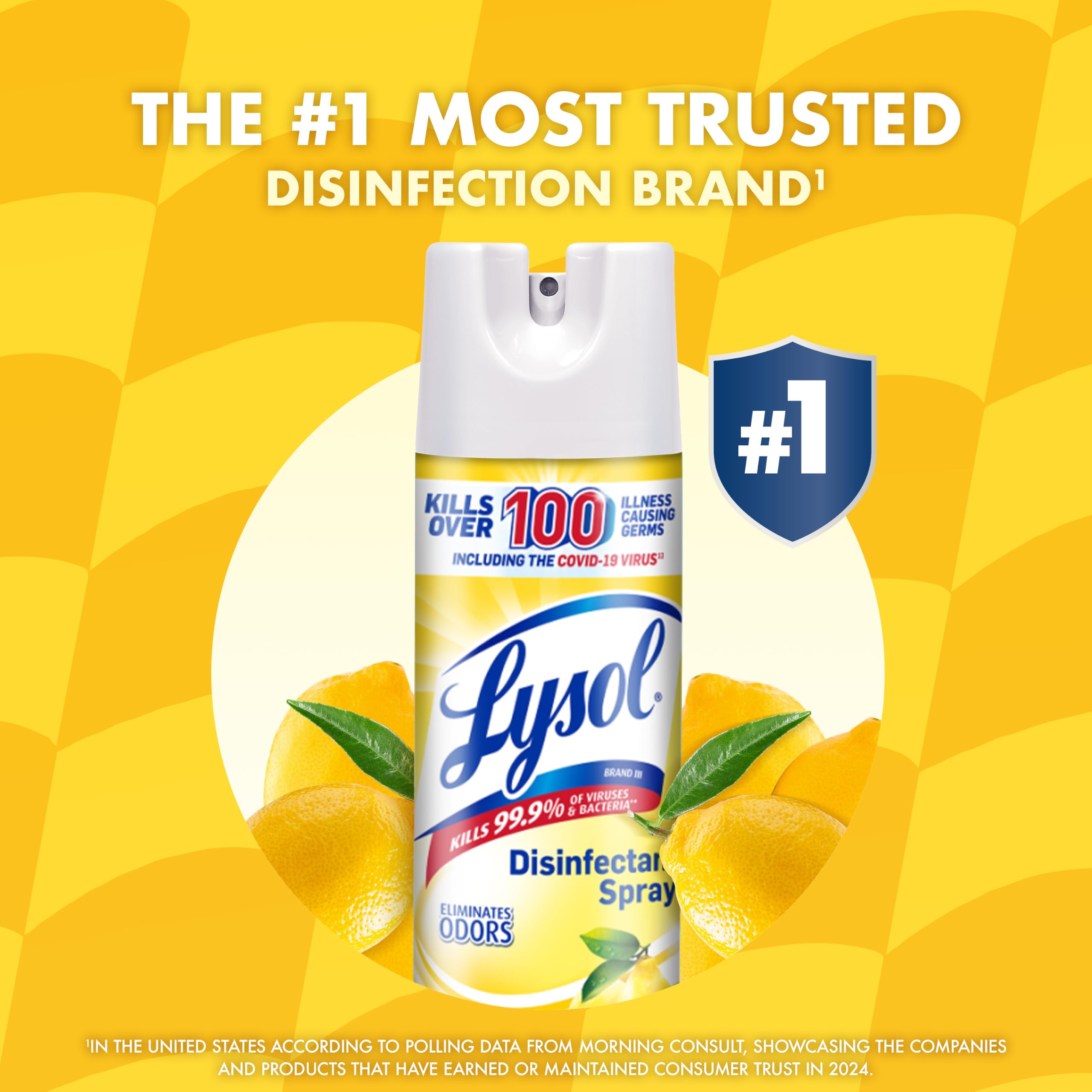 Lysol Disinfectant Spray Household Cleaning Supplies Disinfecting Multi-Purpose Room Spray Antibacterial Sanitizer Deodorizer Kills Hantavirus Lemon Breeze 12.5 Fl Oz product thumbnail 8