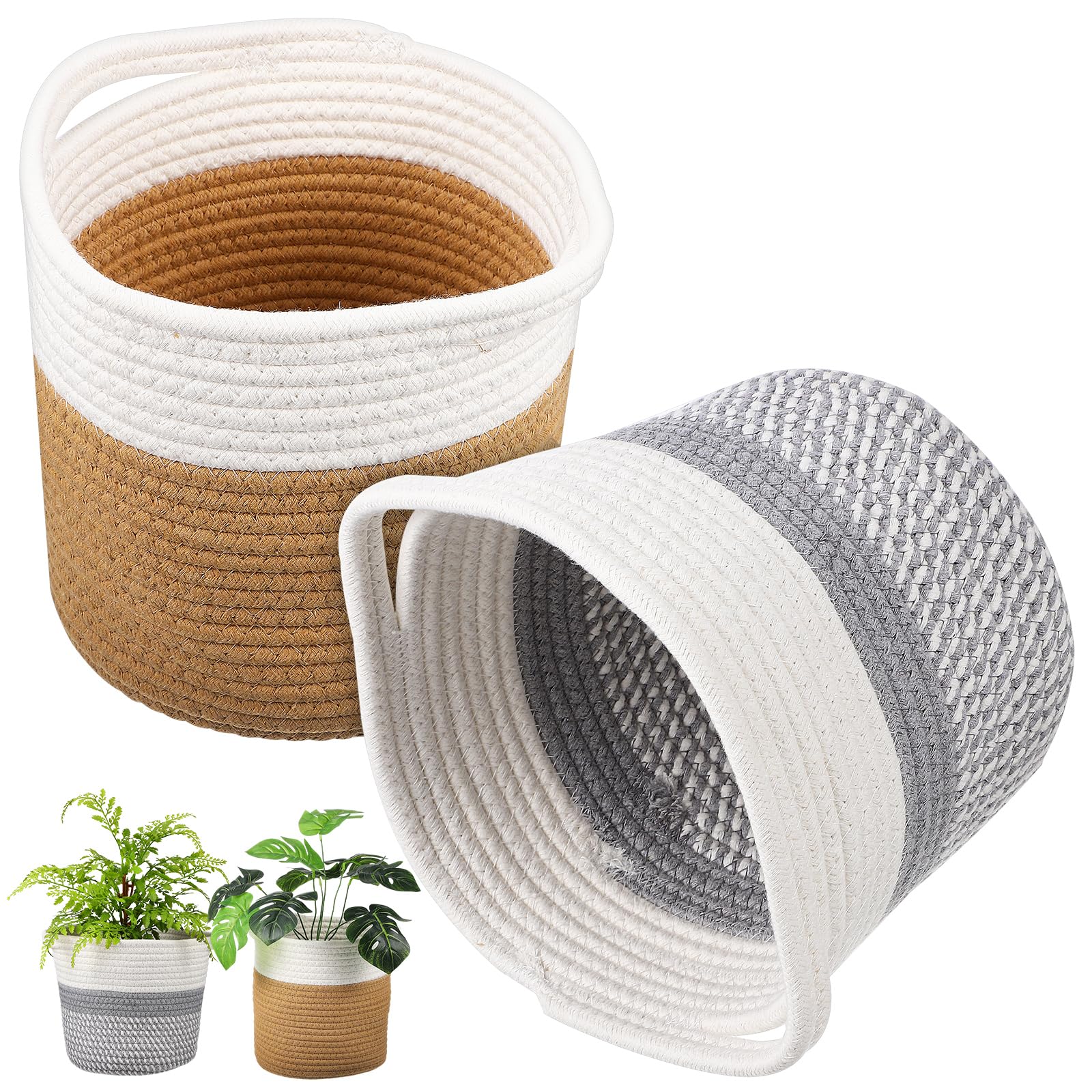 Paniers tressés en coton pour décoration intérieure et pots de fleurs - Ambiance bohème