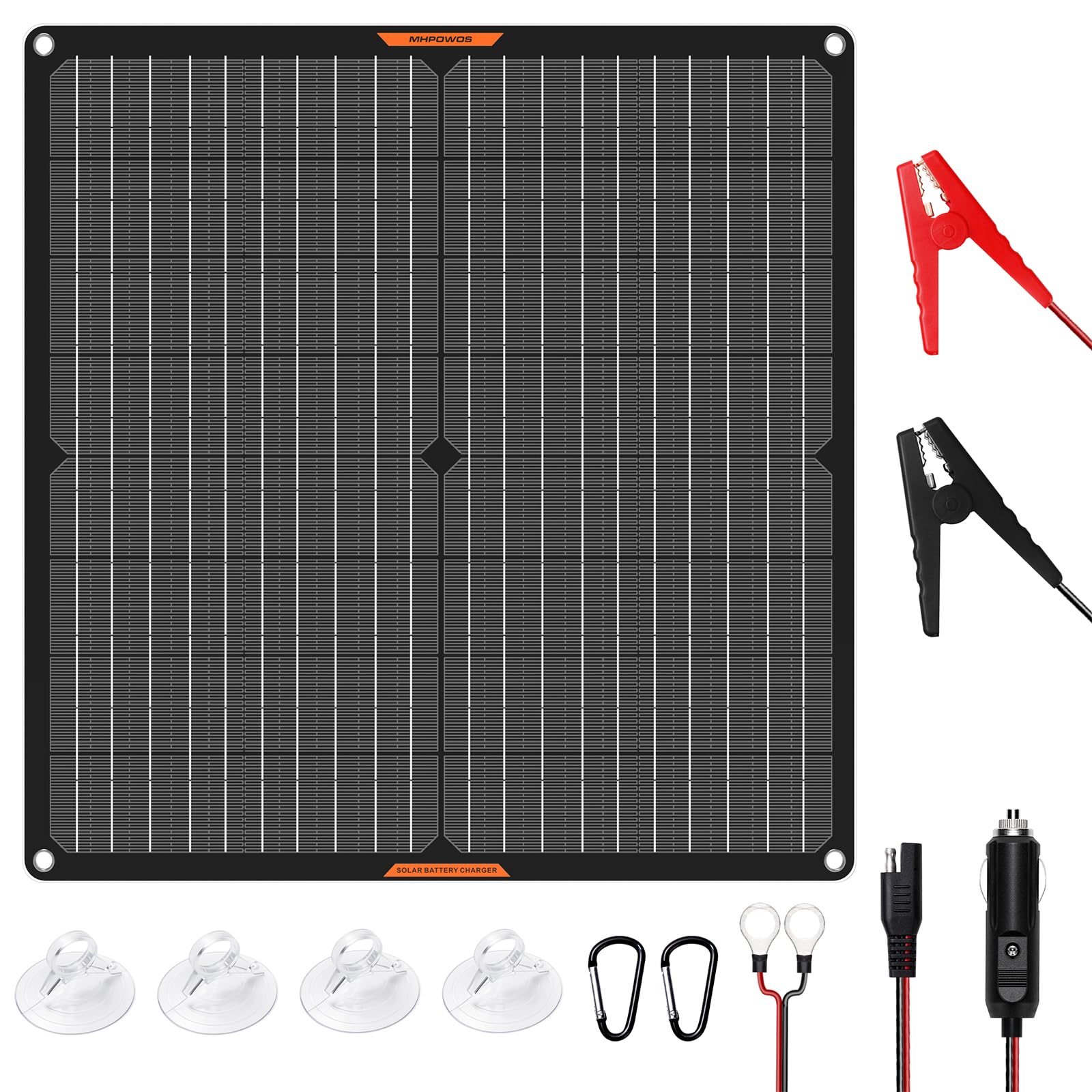 Solarpanel 30W 12V Solar-Autobatterie-Ladegerät wasserdicht mit Zigarettenanzünder-Stecker & Krokodilklemme