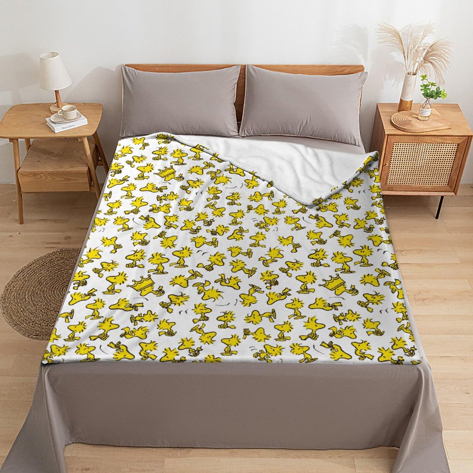 Amazon｜ブランケット スヌーピー ウッドストック 毛布 シングル 大判