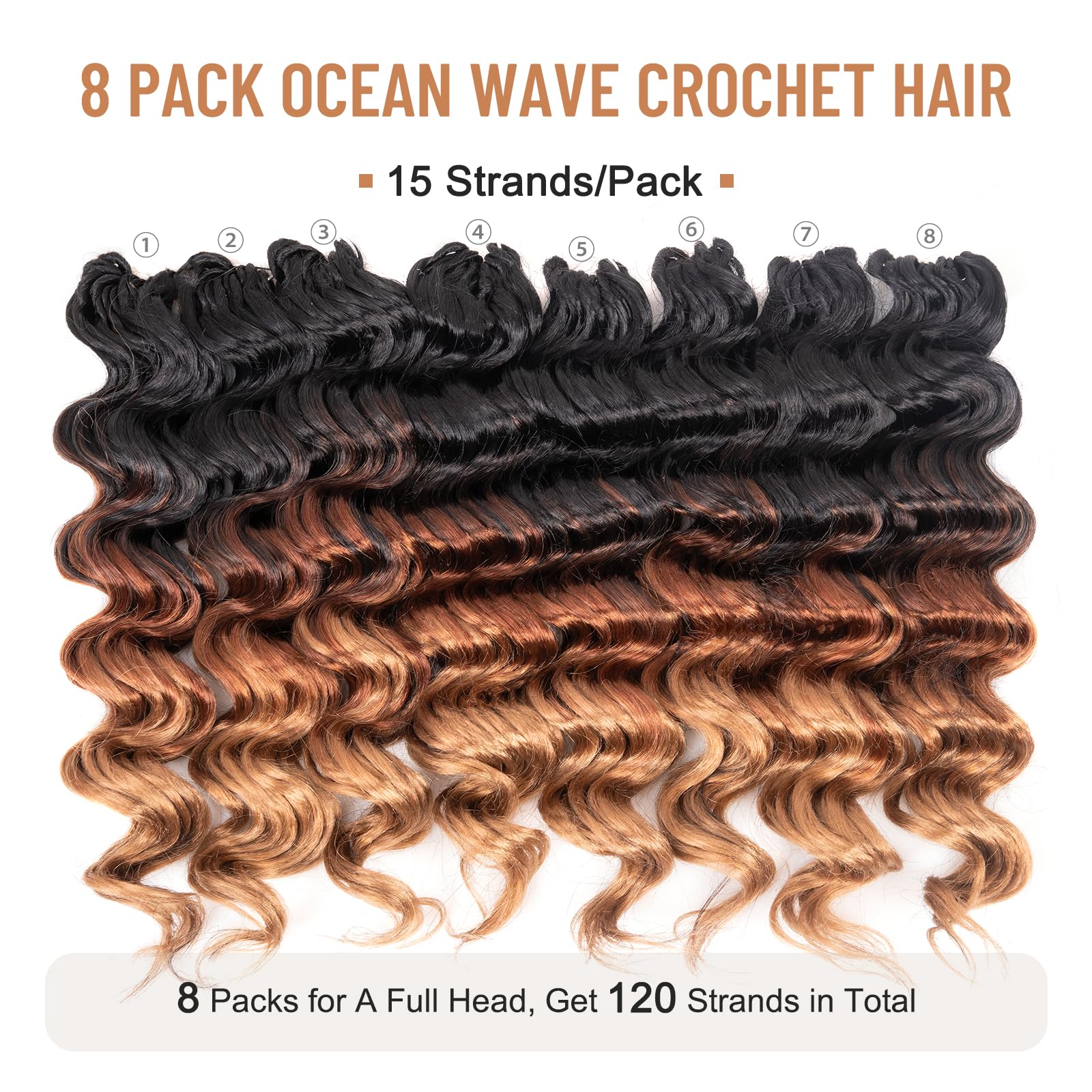 Amazon.com : ToyoTree Ocean Wave Crochet Hair - 9 Inch 8  display picture 2