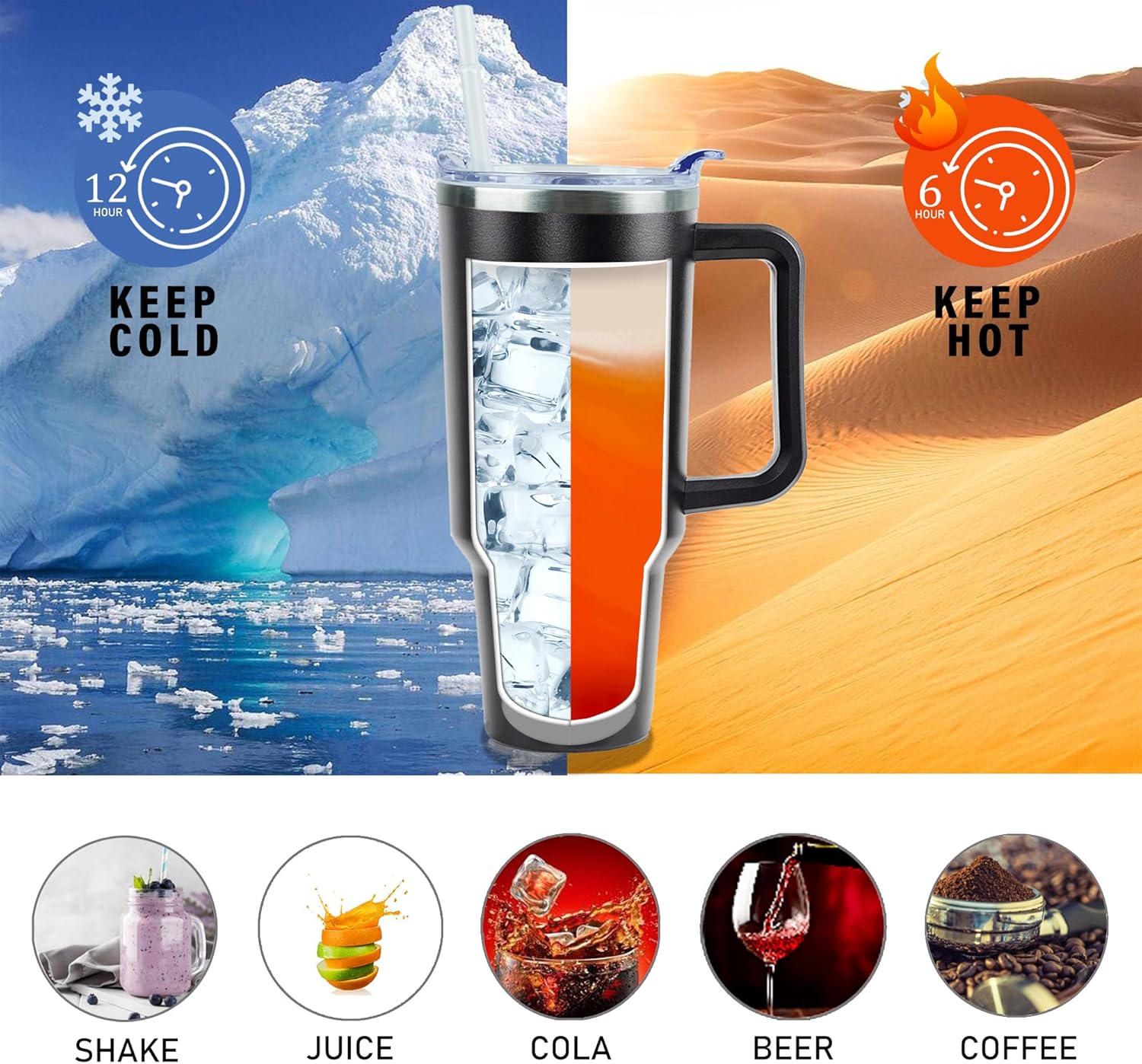 60th Birthday Gifts for Him Her - Birthday Tumbler for Women Men Dad Mom - 40 OZ Stainless Steel Cup Travel Mug Water Bottle with Handle and Straw - The Best Birthday Gift Ideas - Image 4