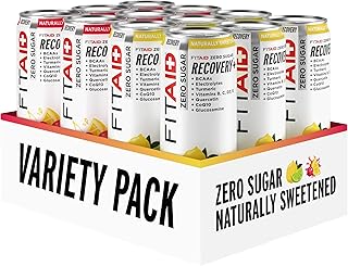 FITAID ZERO Sugar Keto-Friendly Number 1 Post-Workout Recovery Drink Contains Zero Sugar BCAA Glucosamine 5 Calories Keto Variety Pack 12 Fl Oz (Pack of 12) - Packaging May Vary