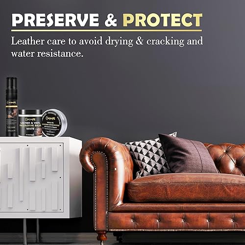 Miniatura 6 de SIHOOPE Kit de reparación de cuero-blanco-recolorante-bálsamo-limpiador-acondicionador-crema-tinte-aceite para coche-muebles-sofá-zapatos-cuero