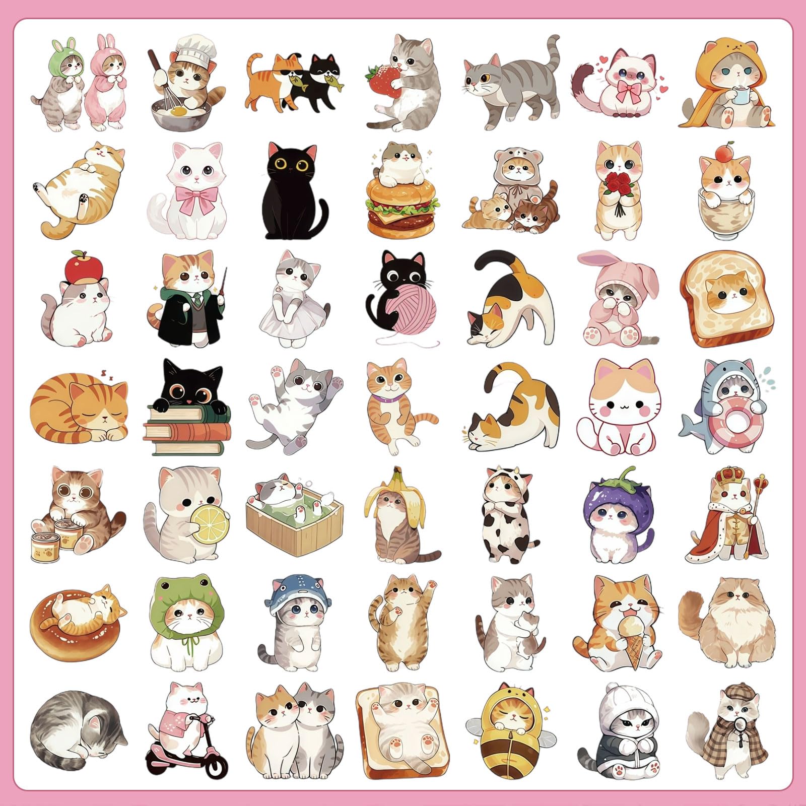 100 Pegatinas Dulces De Gatos, Divertidas para Adultos Y Adolescentes, Etiquetas Kawaii De Gatitos para Botellas De Agua, Portátiles, Guitarras, Maletas, DIY — view 6