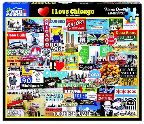 White Mountain I Love Chicago - Rompecabezas de 1000 piezas