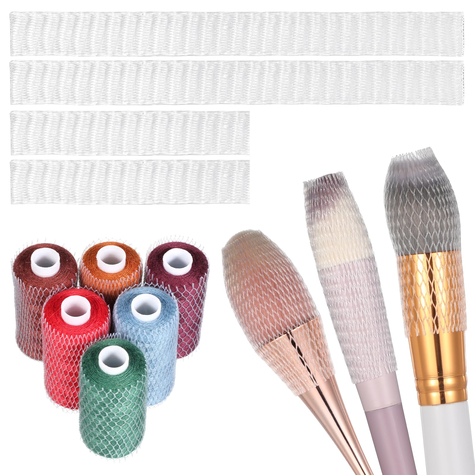 100Pcs Thread Nets for Spools of Threads Mesh Yarn Holder Thread Spool Huggers Cover Saver Holder Embroidery Threads Covers Sleeves Net Serger Spool Net (6x1CM, 12x1CM,)