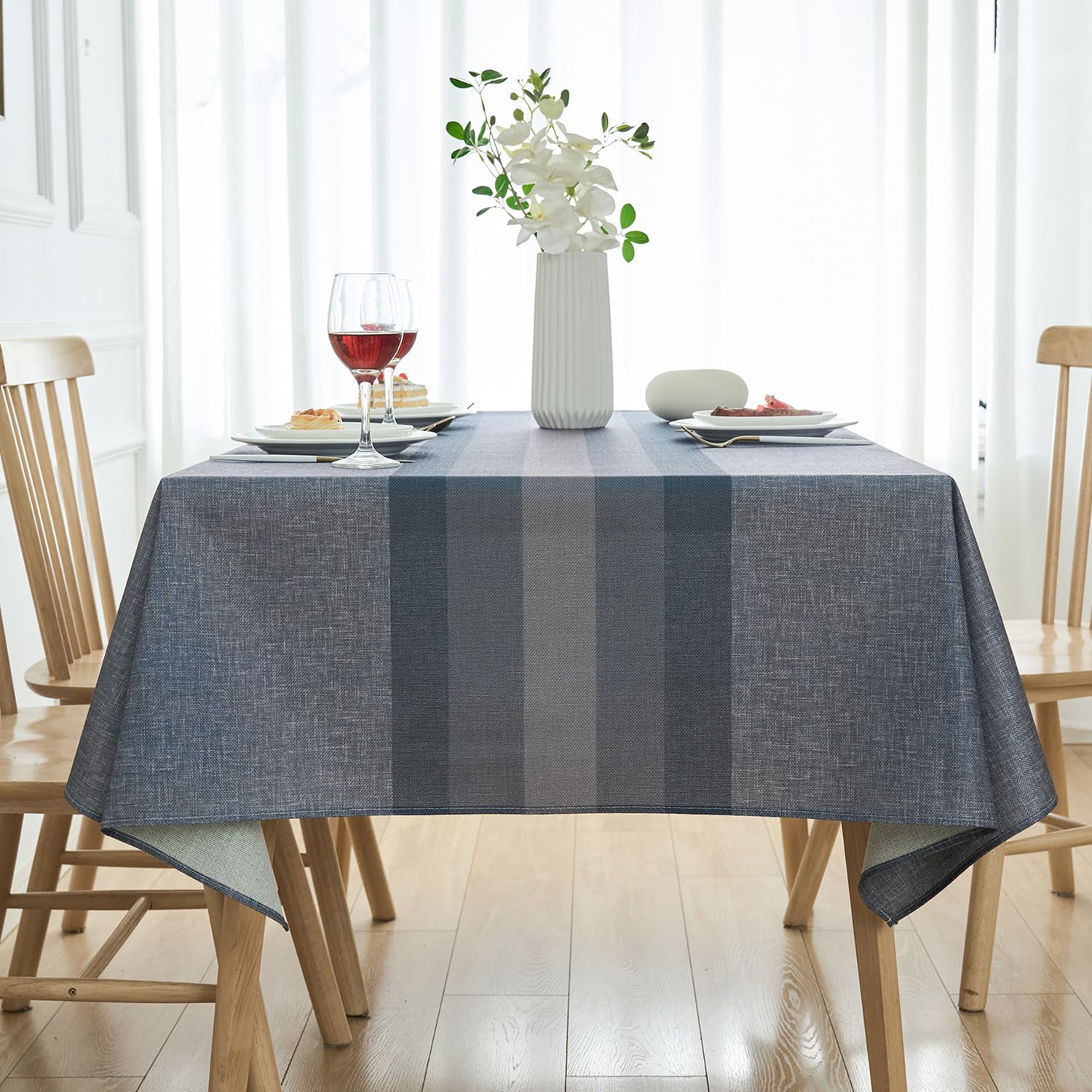 Arwllzz Anthracite Tablecloth Washable 200 X 140 Tablecloths Linen Grey Rectangular Vintage Autumn Tablecloths Stain Protection Garden Tablecloth for Beer Bench Garden Balcony Camping Wedding