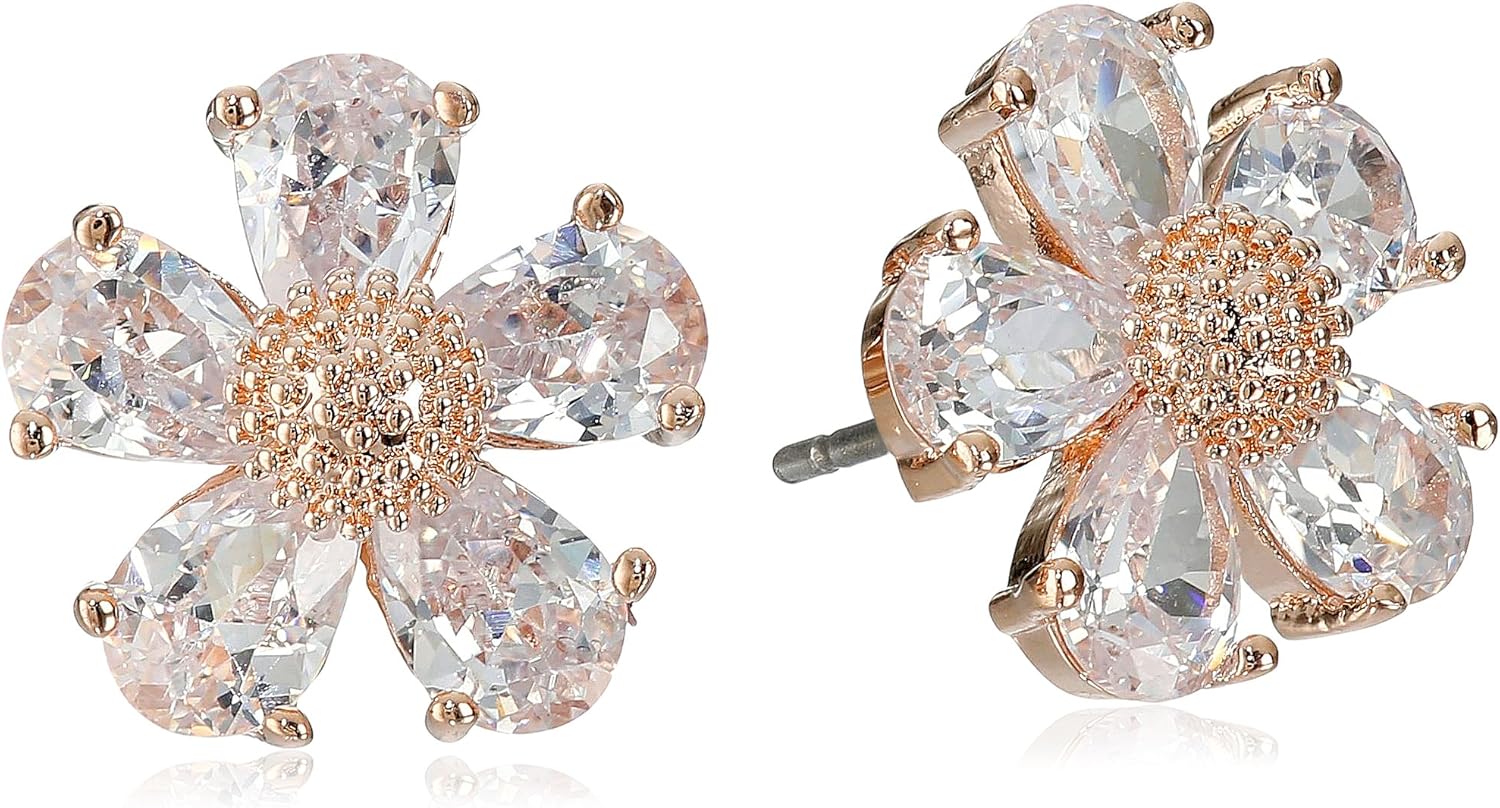 Betsey Johnson Crystal Flower Stud Earrings