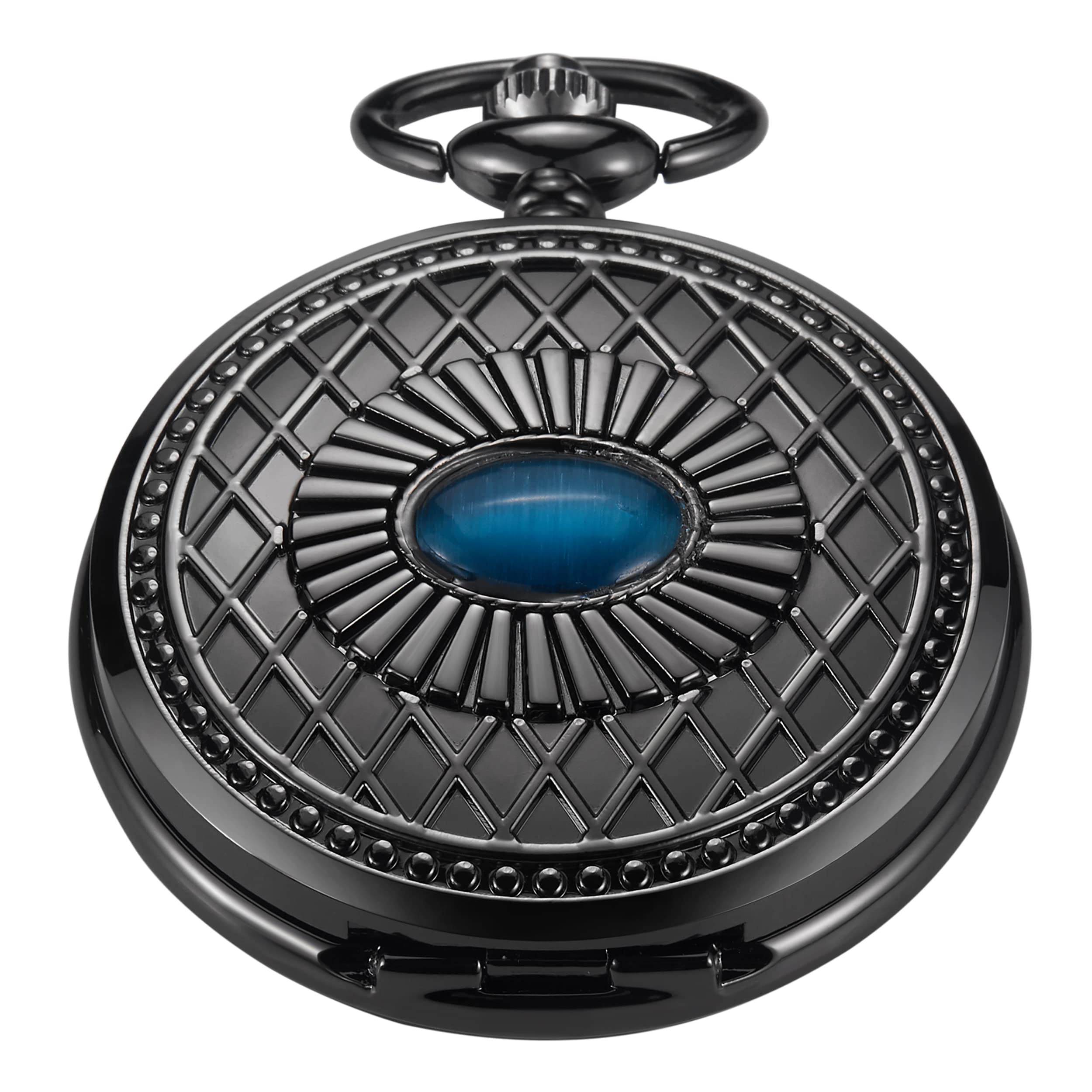 Men's Black Mechanical Pocket Watch with Chain,Birthday Gift