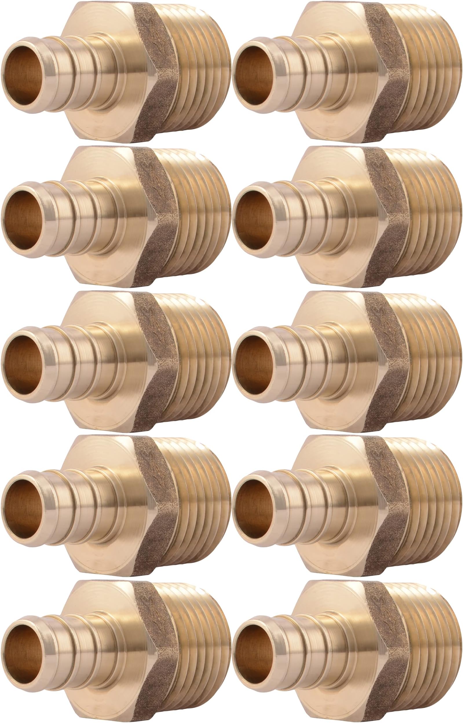 SharkBite 1/2 Inch Crimp MNPT Male Adapter, Pack of 10, Brass Plumbing Fitting, PEX Pipe, Copper, UC120LFA10
