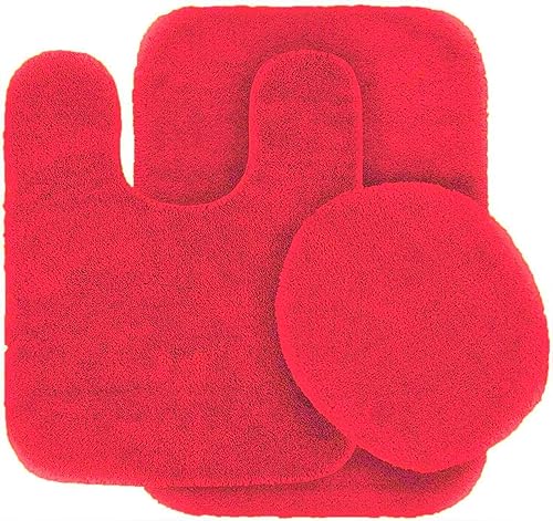 Miniatura 8 de #6 - Tapete de baño, tapete de contorno y cubierta de tapa, con respaldo de goma, juego de baño de 3 piezas, colores sólidos surtidos (amarillo)