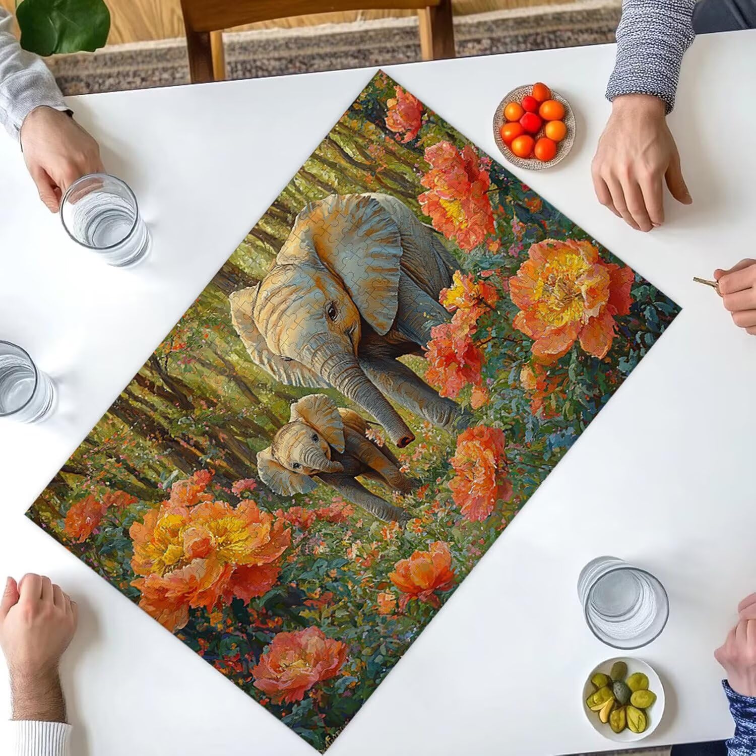 1500 Pezzi di Puzzle, elefanti forestali1500 Pezzi di Puzzle per Adulti, Regalo di Anniversario, Regalo di Natale, Decorazione Della Casa, Prevenzione Della Degenerazione Cerebrale Negli Anziani v707