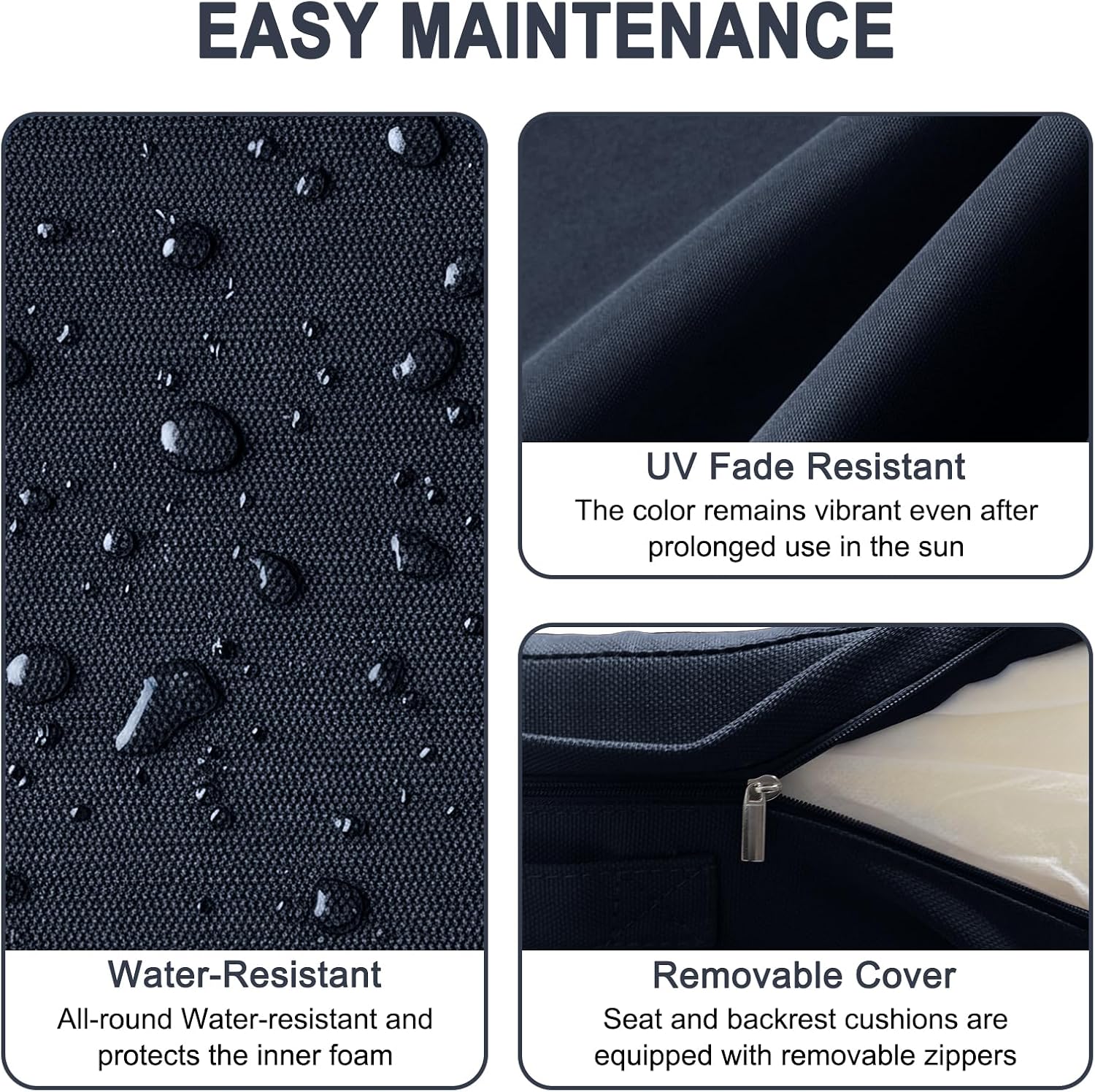 MHLATYOW QOutdoor Deep Seat Cushion Set, Weatherproof and Fade-Resistant Patio Chair Cushions, 24x24x4 in, 2-Piece Set, with Non-Slip and Outdoor Cushions, Suitable Chairs and loveseats (Navy Blue)