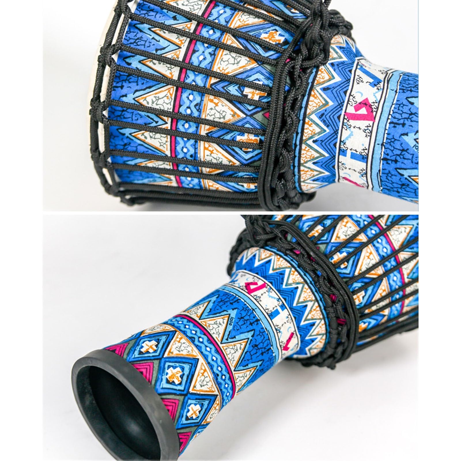 Afrykański Bęben Głowa Bębna z Koziej Skóry z Wiązaną Liną, Antypoślizgowy Spód Bęben Djembe na Wesele, Kemping, Impreza(12inch A)