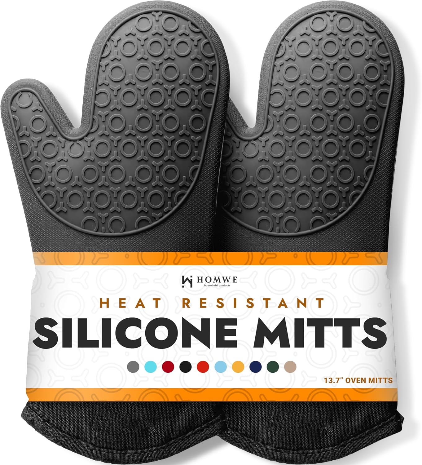 BPA-Free Silicone Oven Mitts Ultra Heat Resistant up to 500°F – Oven Mitts with Thick Cotton Liner – Long Slip Resistant Pot Holders, Flexible Oven Gloves – Black 13.7″ BPA-Free Silicone Oven Mitts Ultra Heat Resistant up to 500°F – Oven Mitts with Thick Cotton Liner – Long Slip Resistant Pot Holders, Flexible Oven Gloves – Black 13.7″