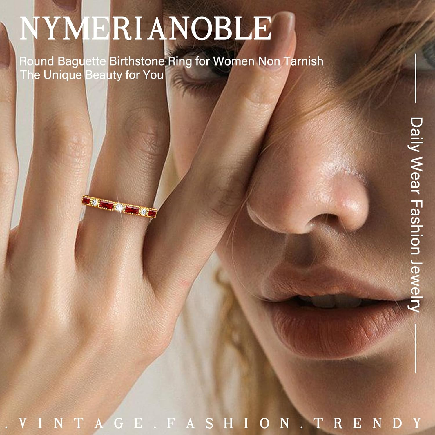 Birthstone Rings for Women, Gold Rings for Women Non Tarnish Valentines Day Gifts for Her Mothers Day Gifts for Mom Anniversary Gold Jewelry - Image 2