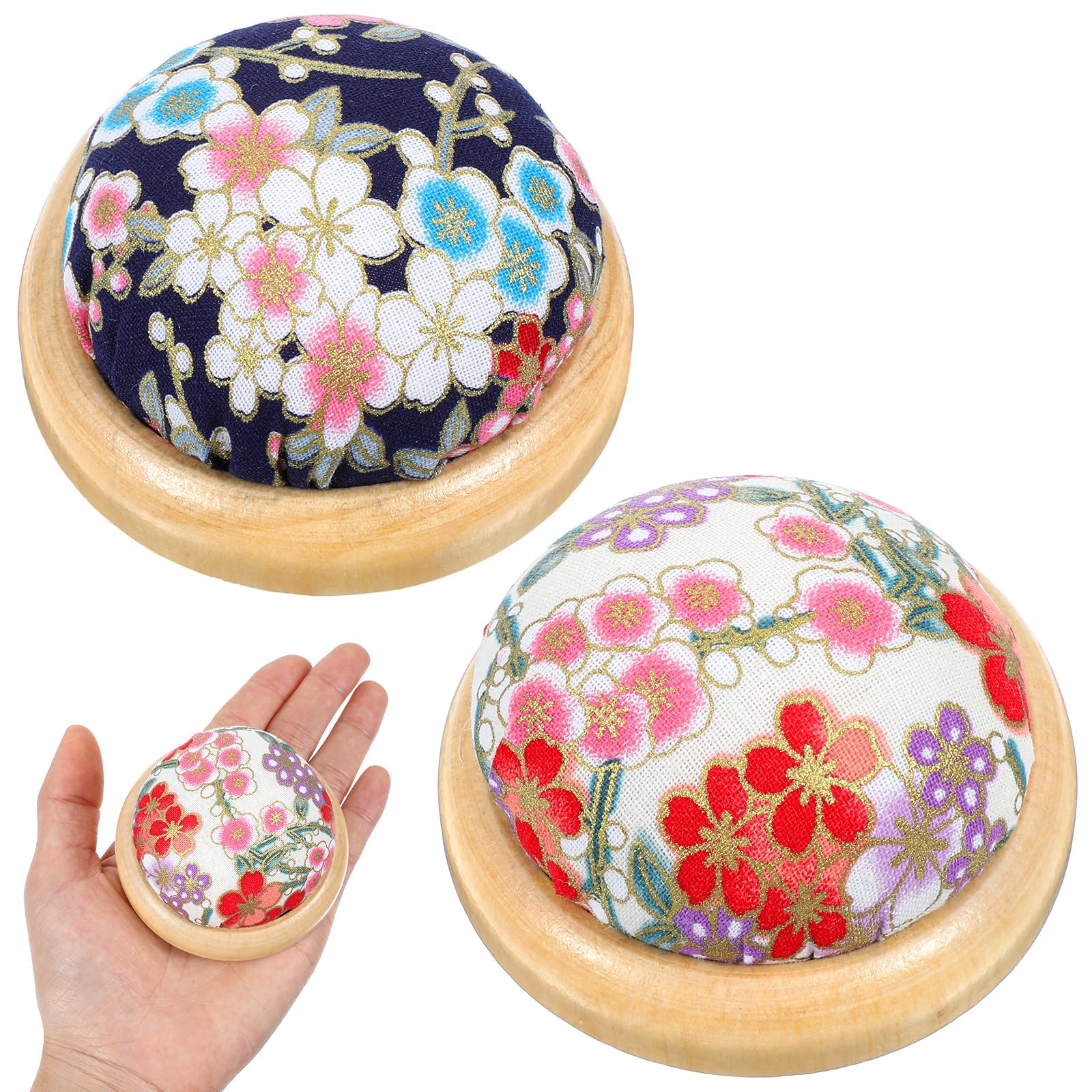2 Piece Pin Cushion, Wooden Base Needle Holder for Sewing, Japanese Style Pin Cushions for Crafting, DIY Projects, Safe Needle Storage, 7cm Diameter, 3.85cm Height-image-33