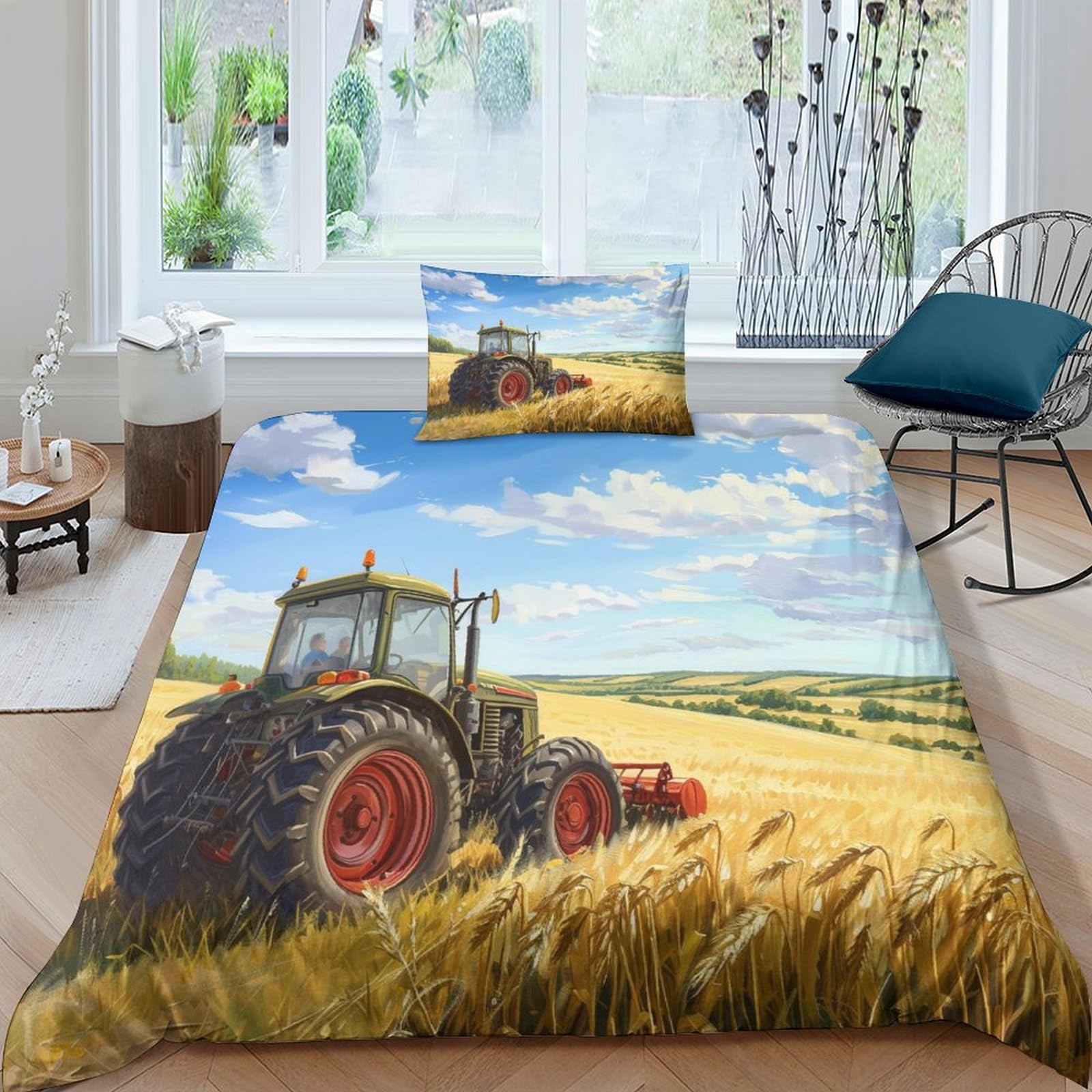 Housse de couette tracteur 3D cadeau d'anniversaire parfait lit simple