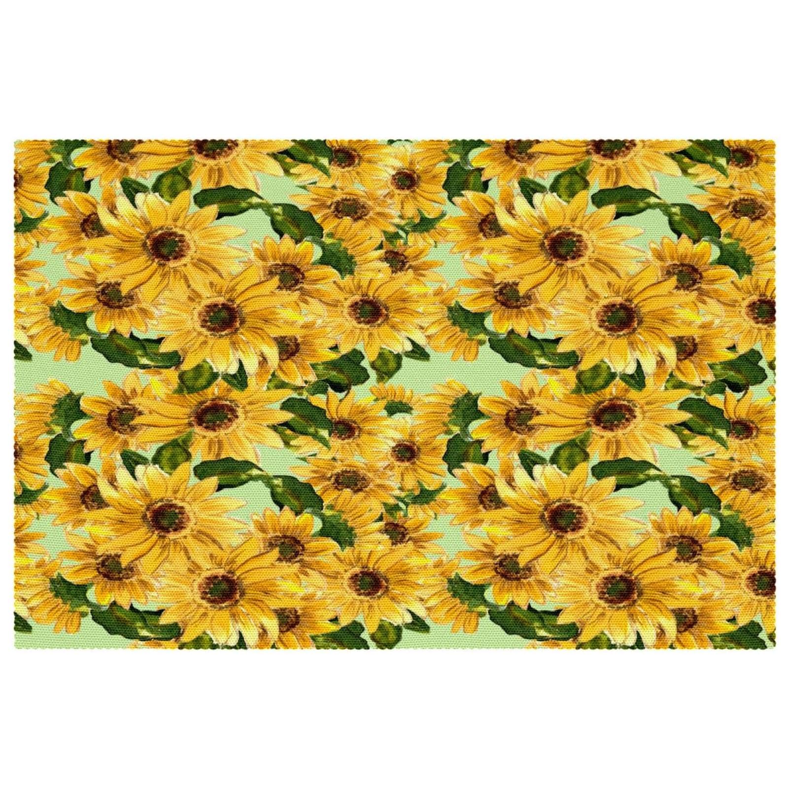 Sets de table en tissu Oxford lavables : protection thermique et design tournesol jaune