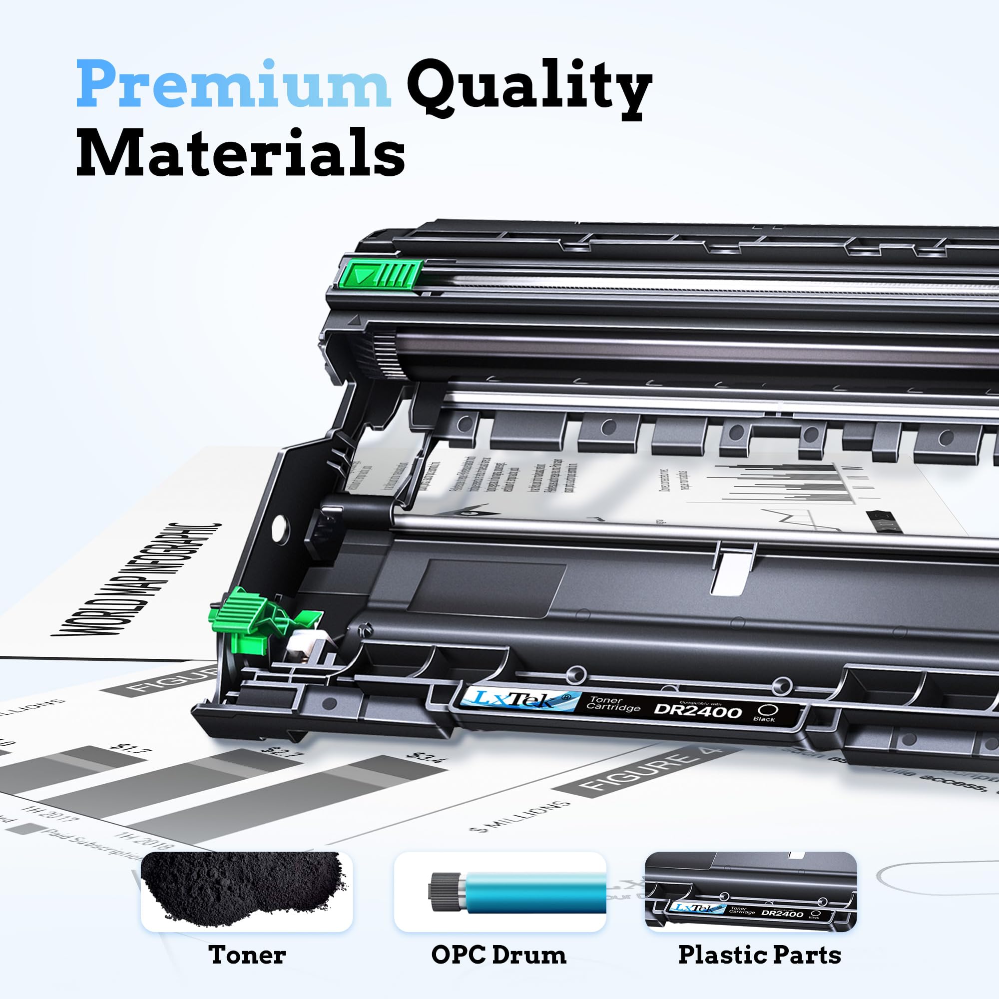 LxTek DR2400 Tamburo Nero compatibile per Brother DR-2400 Tamburo TN-2420 Compatibile per Brother MFC-L2710DW MFC-L2710DN MFC-L2750DW HL-L2350DW DCP-L2530DW HL-L2310D DCP-L2510D HL-L2375DW (1-Pack)